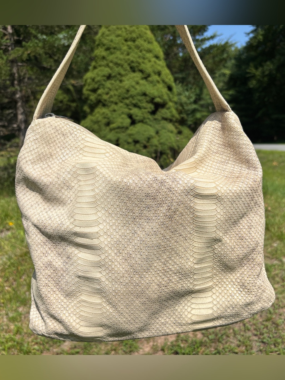 Furla Snakeskin Embossed Leather Shoulder Bag